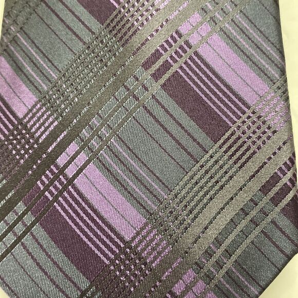 Calvin Klein mens wearhouse purple gray lavender 100%silk X long length 31 inch - Picture 3 of 6